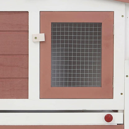 Outdoor Large Rabbit Hutch Brown and White 201x45x85 cm Wood