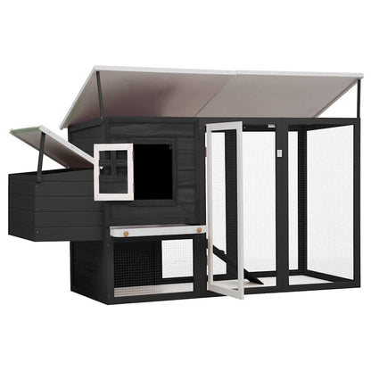 Outdoor Chicken Cage Hen House with 1 Egg Cage Grey Wood
