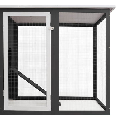 Outdoor Chicken Cage Hen House with 1 Egg Cage Grey Wood