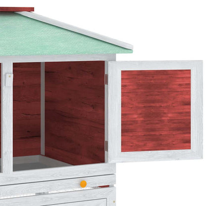 Animal Rabbit Cage Double Floor Red Wood