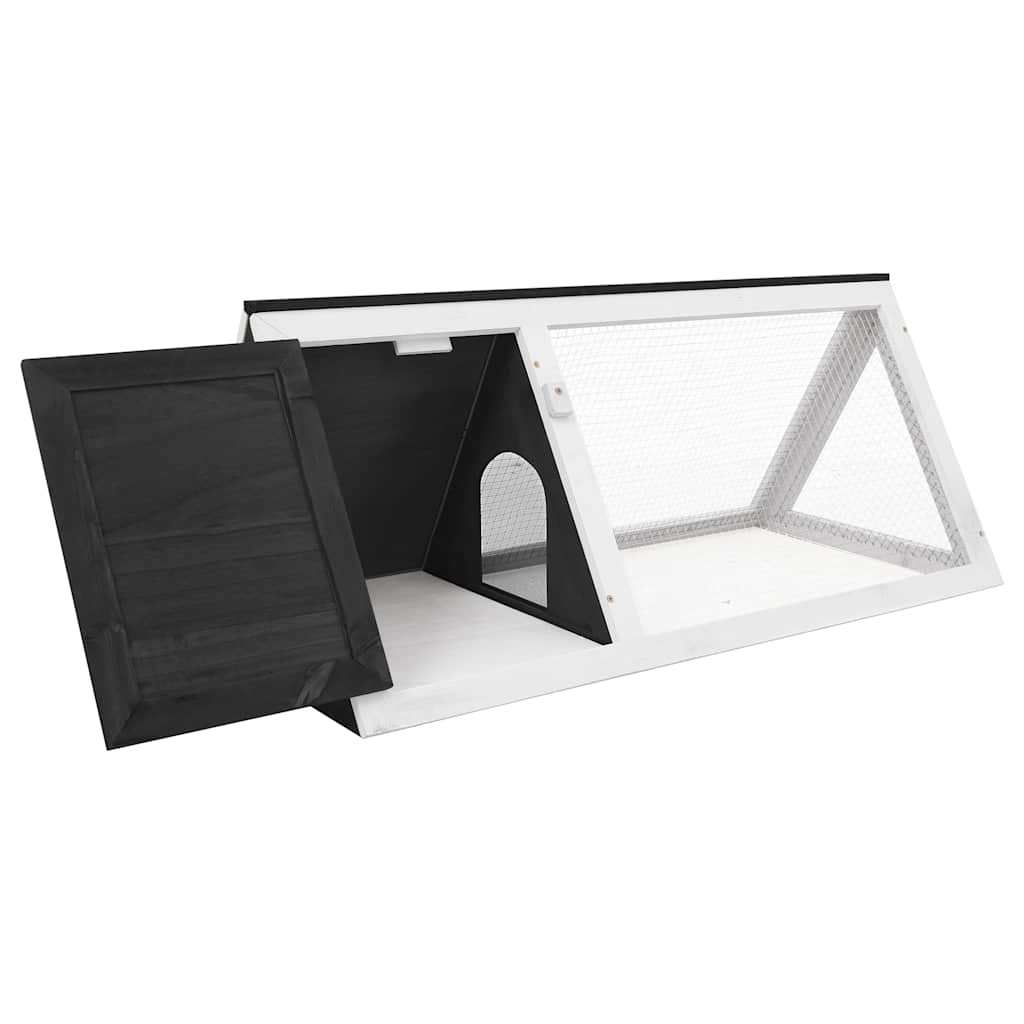 vidaXL Animal Cage Grey and White Fir Wood, Plywood, Iron Wire Medium