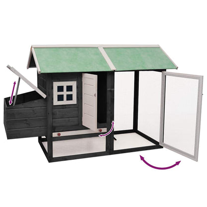 Chicken Cage Gray 66.9"x31.9"x43.3" Solid Pine & Fir Wood