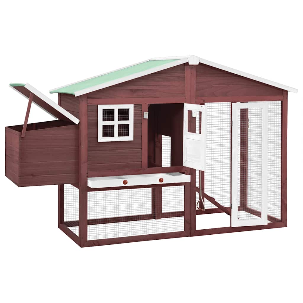 Chicken Coop with Nest Box Mocha and White Solid Fir Wood