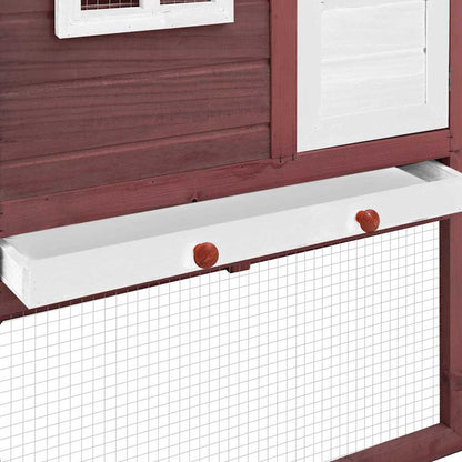 Chicken Coop | Mocha and White | Solid Fir Wood | Large | Pull-Out