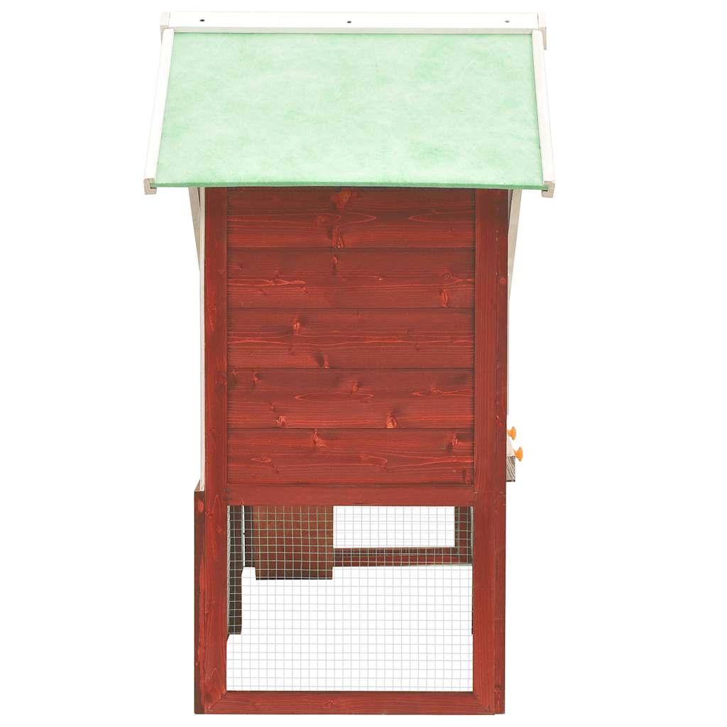 Rabbit Hutch | Red and White | Solid firwood, plywood, steel wire | Large