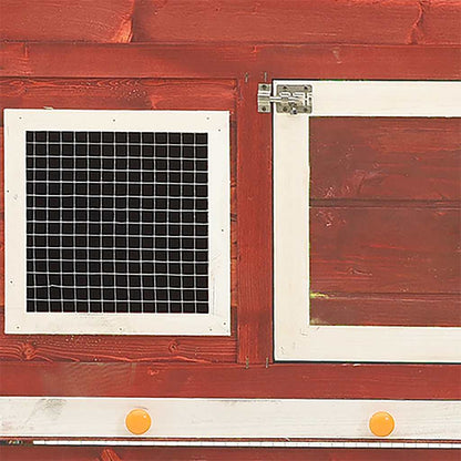 Rabbit Hutch Red and White 140x63x120 cm Solid Firwood