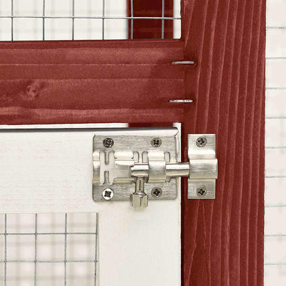 Rabbit Hutch | Red and White | Solid firwood, plywood, steel wire | Large
