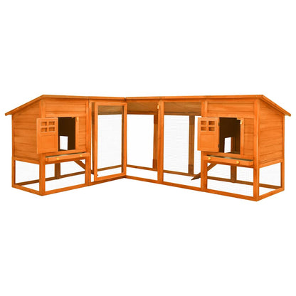 Outdoor Rabbit Hutch with Run Brown Solid Fir Wood