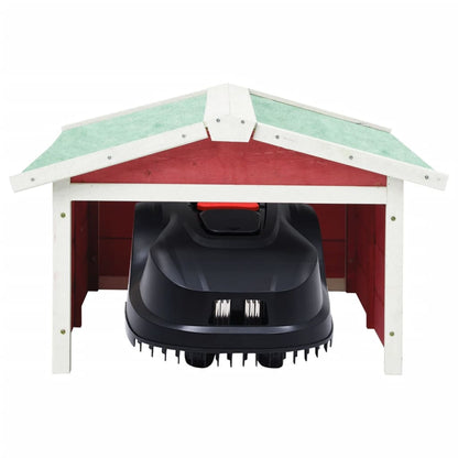 Lawn Mower Garage Red and White Solid Firwood, Plywood Medium