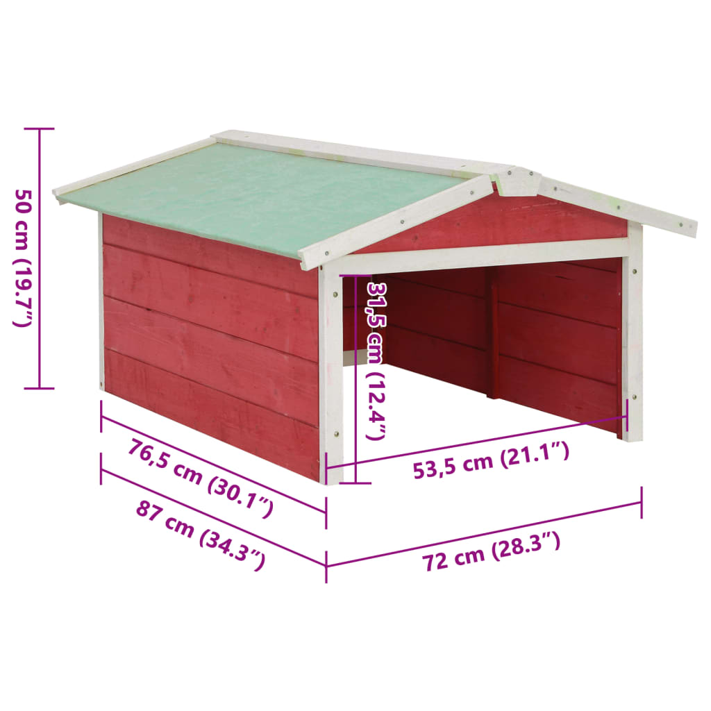 Lawn Mower Garage Red and White Solid Firwood, Plywood Medium