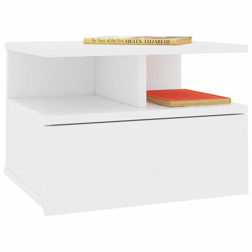 Floating Nightstand | White | Engineered wood | Compact