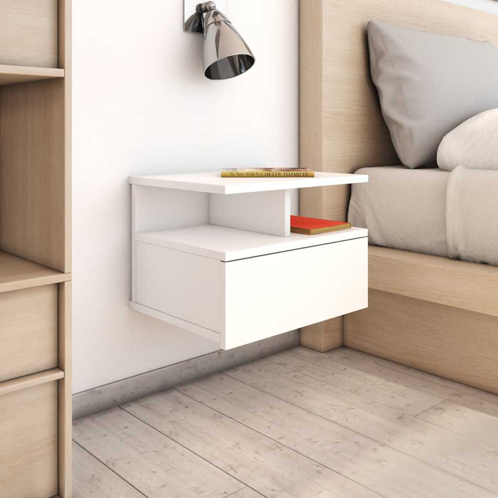 Floating Nightstand | White | Engineered wood | Compact