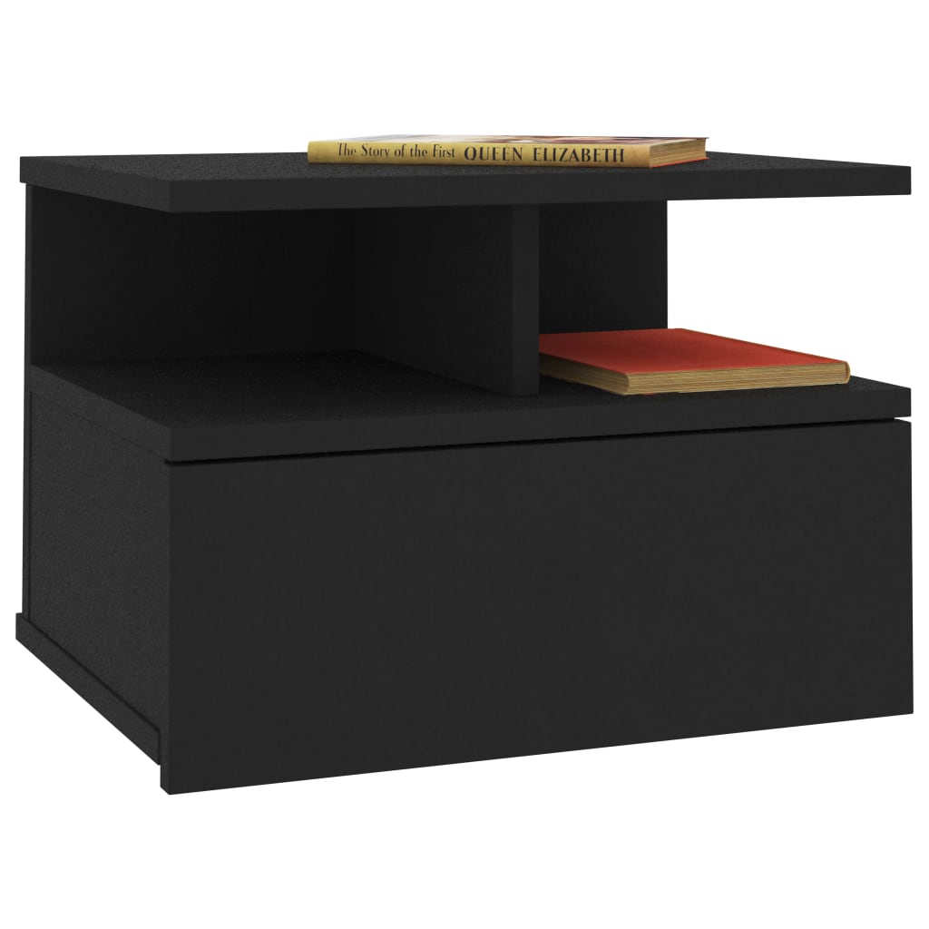 Floating Nightstand Black 40x31x27cm Engineered Wood