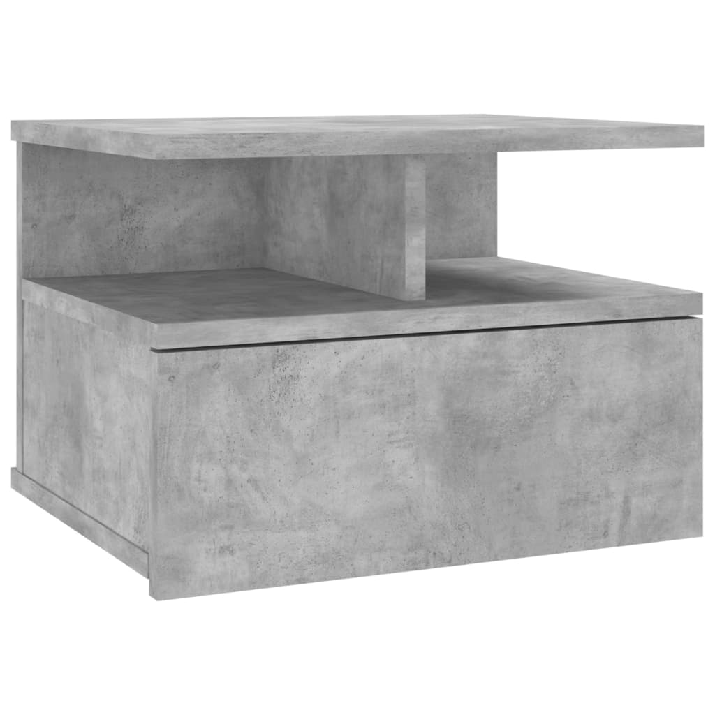 Floating Nightstand | Concrete Grey | Engineered Wood | Compact