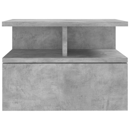 Floating Nightstand | Concrete Grey | Engineered Wood | Compact
