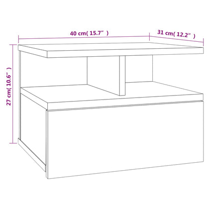 Floating Nightstand | Concrete Grey | Engineered Wood | Compact