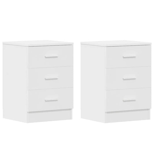 Bedside Cabinet | Set of 2 | White | Engineered wood | Bedside Cabinet
