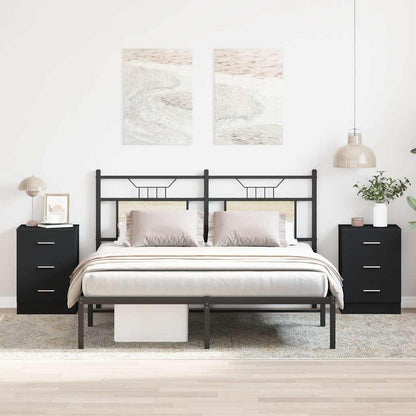 Bedside Cabinet | Set of 2 | Black | Engineered wood | Medium