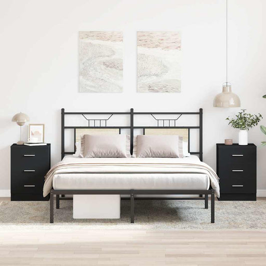 Bedside Cabinet | Set of 2 | Black | Engineered wood | Medium
