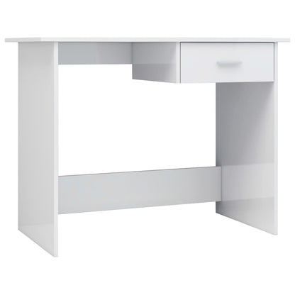 Desk High Gloss White 100x50x76 cm Engineered Wood