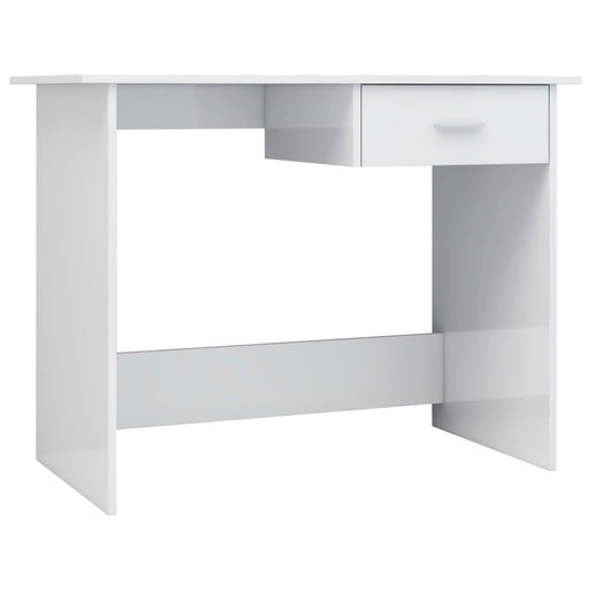 Desk High Gloss White 100x50x76 cm Engineered Wood