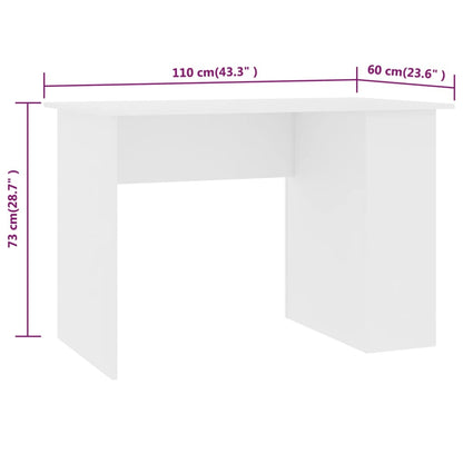 Desk White 43.3"x23.6"x28.7" Engineered Wood