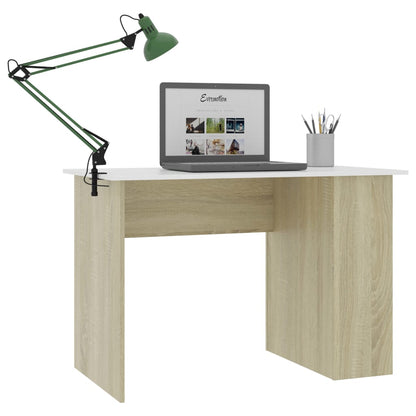 Desk White and Sonoma Oak 43.3"x23.6"x28.7" Engineered Wood