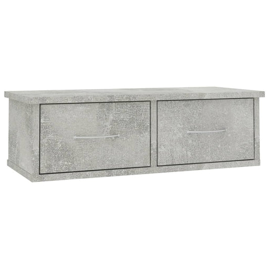 800589 vidaXL Wall-mounted Drawer Shelf Concrete Grey 60x26x18,5 cm Engineered Wood