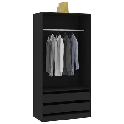 Wardrobe Black 100x50x200 cm Engineered Wood