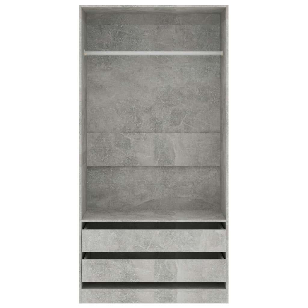 Wardrobe Concrete Grey 100x50x200 cm Engineered Wood