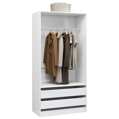 Wardrobe High Gloss White 100x50x200 cm Engineered Wood