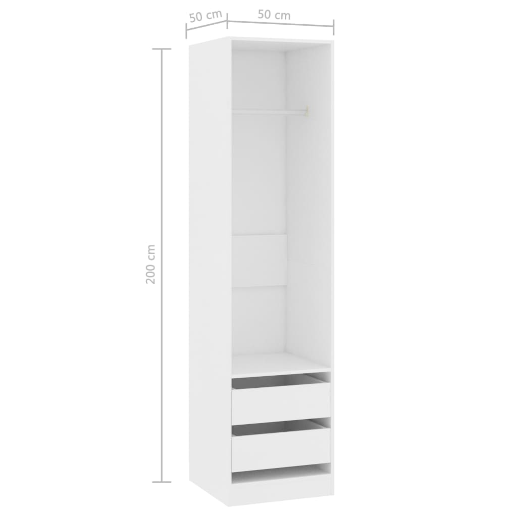 Wardrobe with Drawers White 50x50x200 cm Engineered Wood