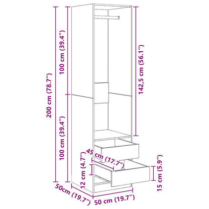 Wardrobe with Drawers White 50x50x200 cm Engineered Wood