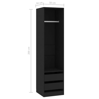 Wardrobe with Drawers Black 50x50x200 cm Engineered Wood