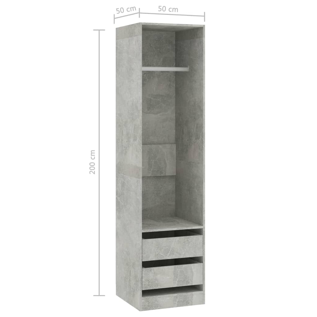 Wardrobe with Drawers Concrete Grey 50x50x200 cm Engineered Wood