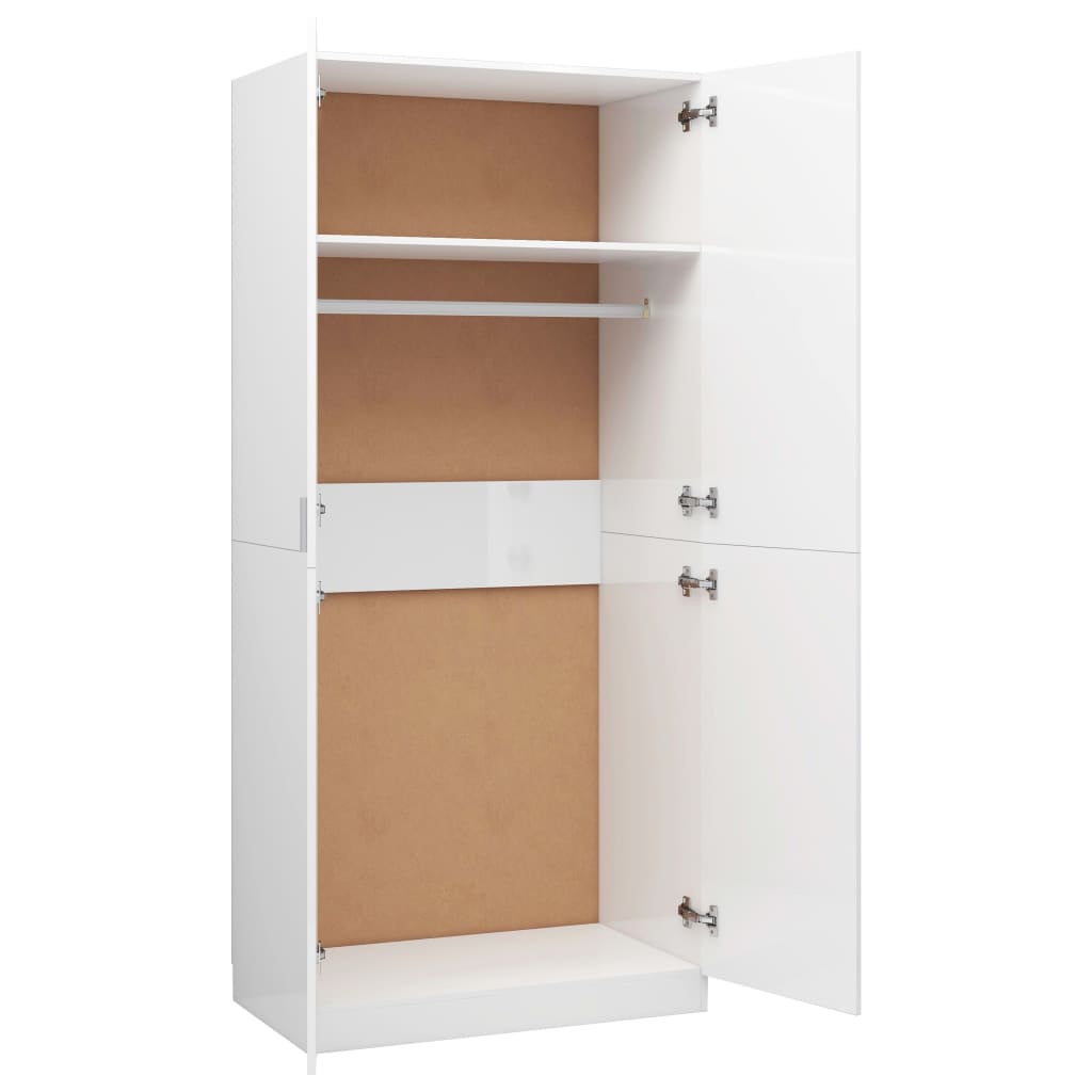 Wardrobe High Gloss White 80x52x180 cm Engineered Wood