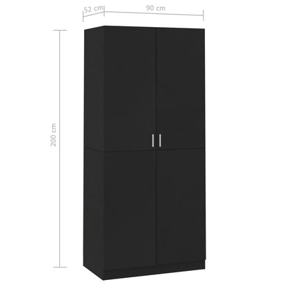 Wardrobe Black 90x52x200 cm Engineered Wood