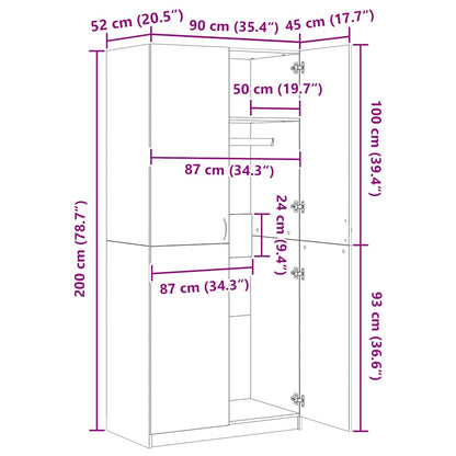Wardrobe Sonoma Oak 90x52x200 cm Engineered Wood