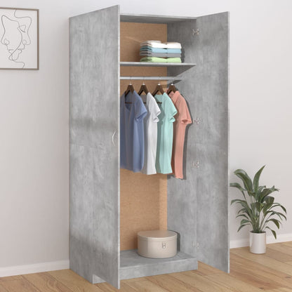 Wardrobe Concrete Grey 90x52x200 cm Engineered Wood