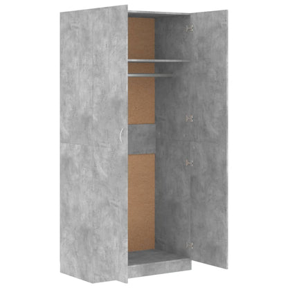 Wardrobe Concrete Grey 90x52x200 cm Engineered Wood