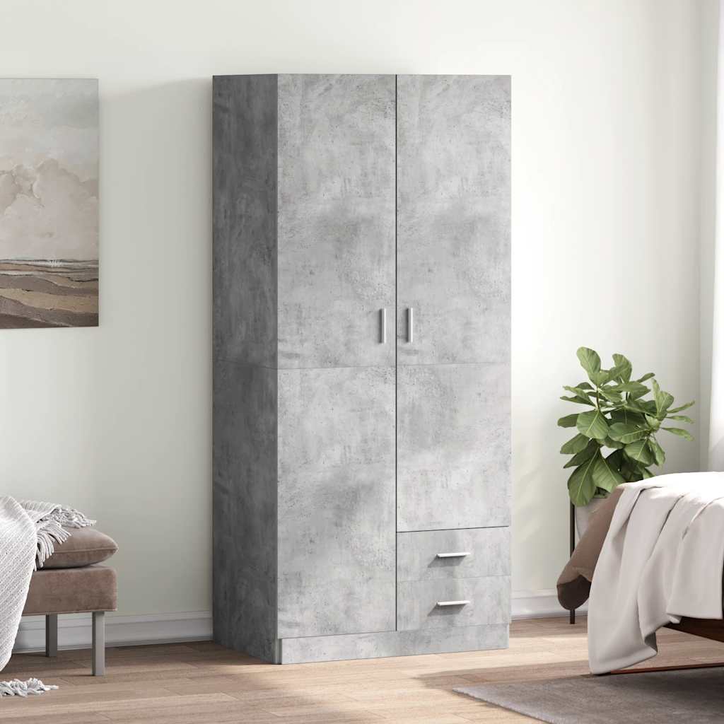 Wardrobe | Concrete Grey | Engineered Wood | Compact | Wardrobe