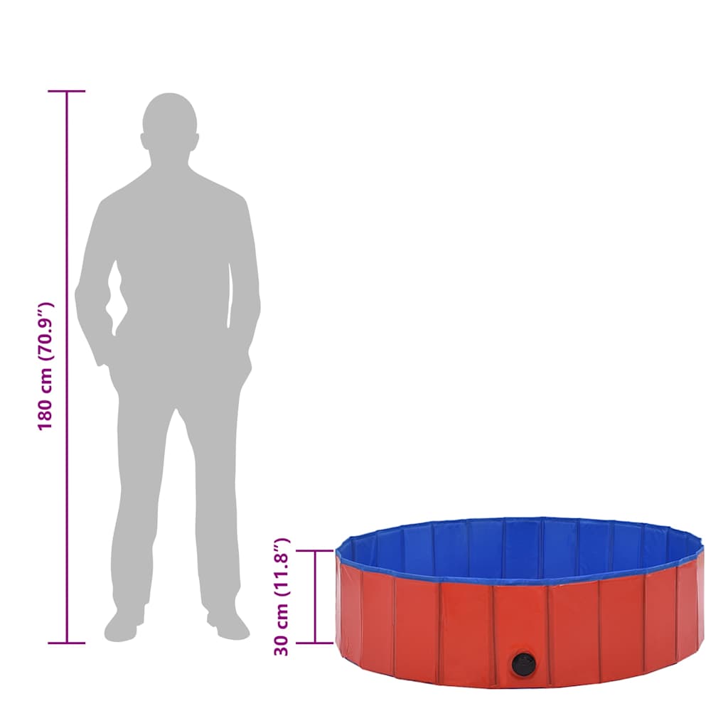 Foldable Dog Swimming Pool Red 120x30 cm PVC