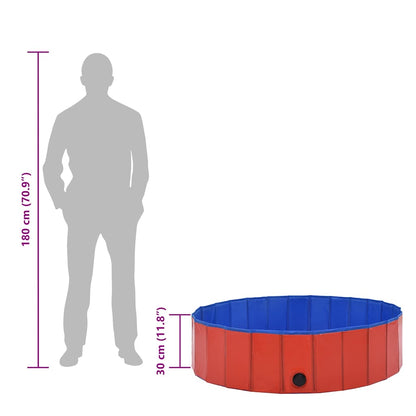 Foldable Dog Swimming Pool Red 120x30 cm PVC