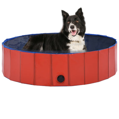 Dog Swimming Pool Red PVC 47.2 x 11.8 in Collapsible