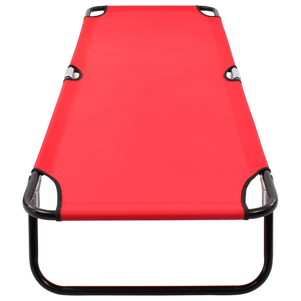 Folding Sun Lounger Red Steel