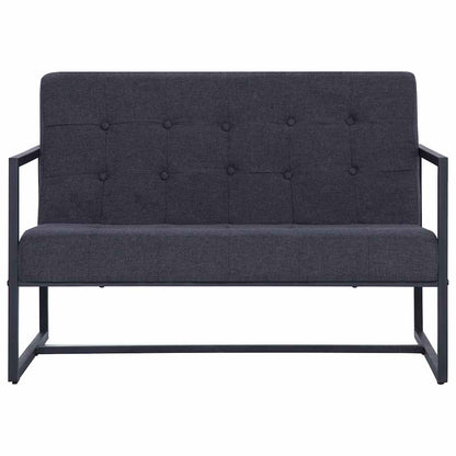 2-Seater Sofa with Armrests Dark Gray Steel and Fabric