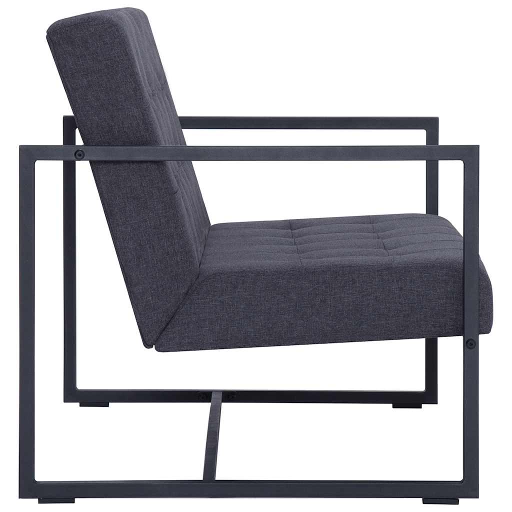 2-Seater Sofa with Armrests Dark Gray Steel and Fabric