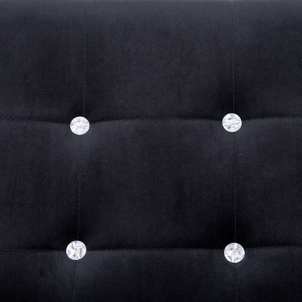 2-Seater Sofa with Armrests Black Chrome and Velvet