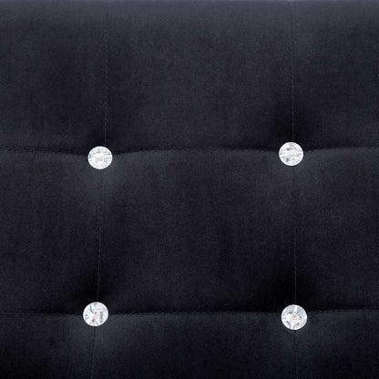 2-Seater Sofa with Armrests Black Chrome and Velvet