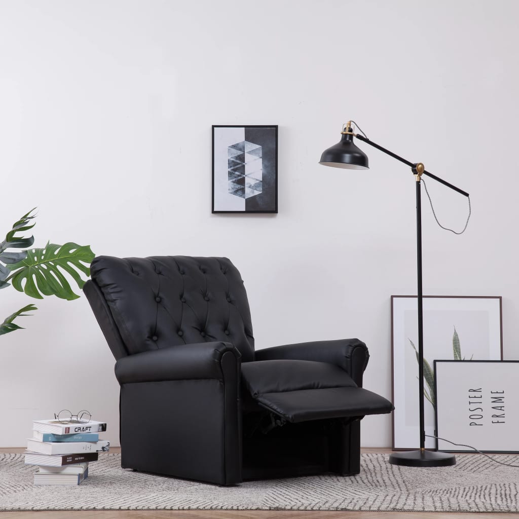 Reclining Chair Black Faux Leather